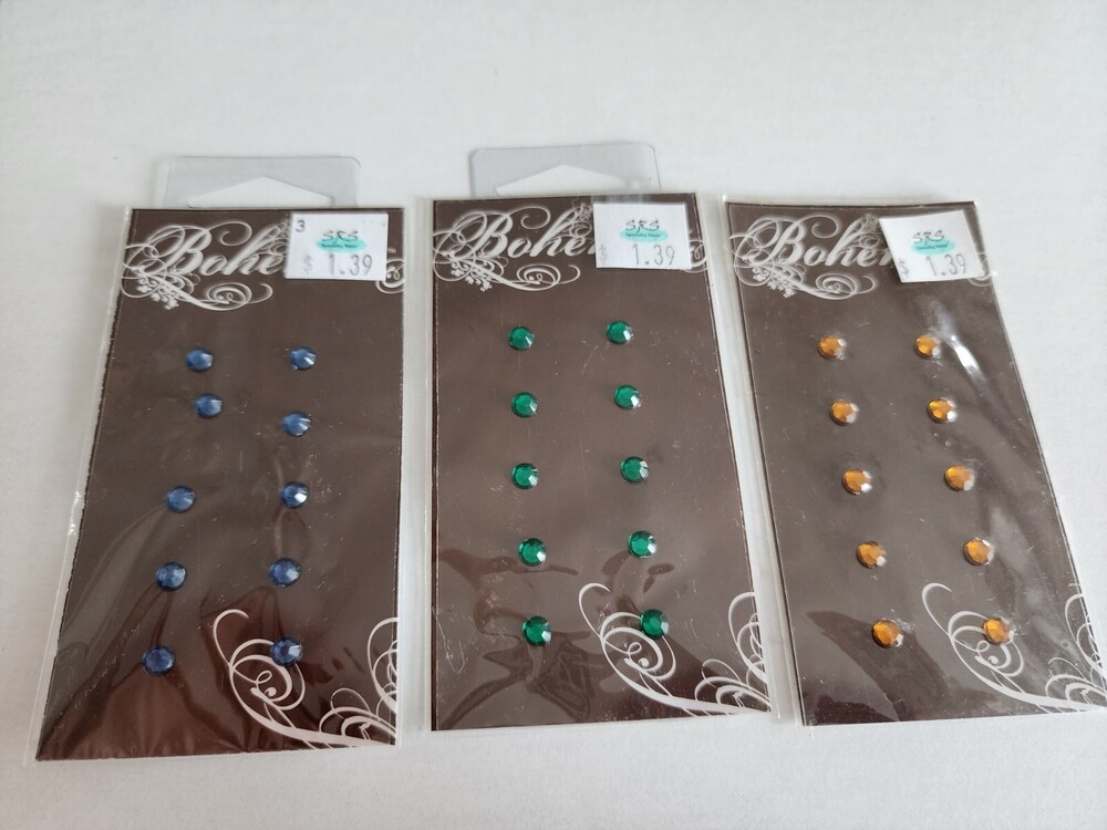 Bohemia New LOT Gem Stickers Green Blue Scrapbook Embellishments Card Retired 25